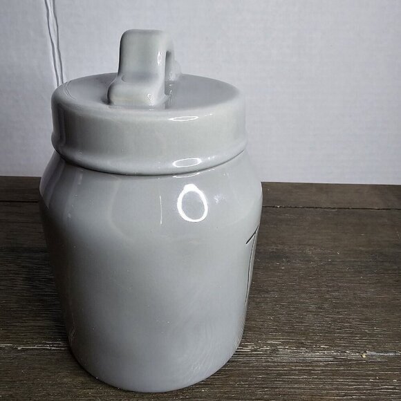 NWT Rae Dunn Artisan Tea Baby Canister Grey Black Lettering Farmhouse Basics - Picture 7 of 13
